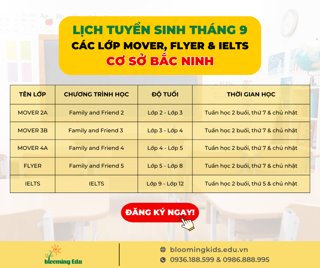 [BẮC NINH] - LỊCH KHAI GIẢNG THÁNG 9