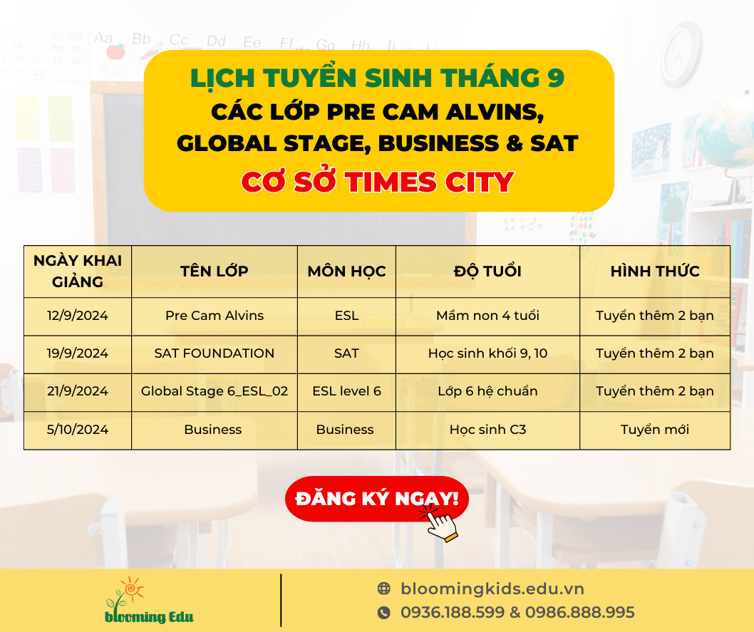 [TIMES CITY] - LỊCH KHAI GIẢNG THÁNG 9